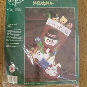 Bucilla Felt Stocking Kit Holiday Pals 33050 Snow Man Dog Bunny Personalize - Picture 1 of 5
