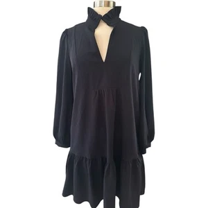 Biesenkleid Damen mittel dunkelblau Krepp Tate Shirtkleid Rüschen - Bild 1 von 23