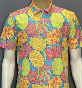Chubbies Tropical Ananas Print Golf Polo Uomo Piccola Poliestere Spandex - Foto 1 di 5