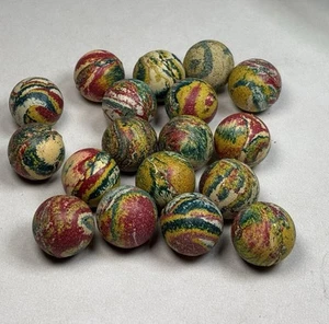 18 Pc VTG Hard Rubber Super Bouncy Balls 1” Marble Swirl - Picture 1 of 1