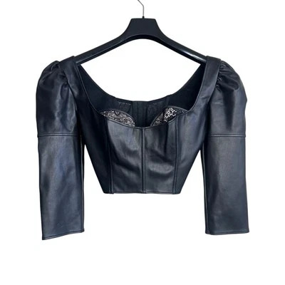 Victoria's Secret Very Sexy 34D Faux Leather Black Crop Top Bra Bustier - Image 1 of 4