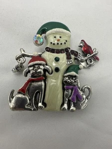Spilla pupazzo di neve Natale KC spilla cane gatto smalto cardinale gioielli natalizi regalo - Foto 1 di 9