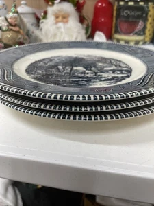 3er Set Currier und Ives 10" Essteller - Royal China Jeannette - Made in USA - Bild 1 von 13