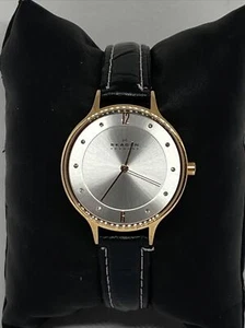 Skagen Anita SKW1072 Women's Black Leather Analog Dial Quartz Wrist Watch JK589 - Picture 1 of 12