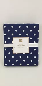 Juego de sábanas Pottery Barn PB Teen Dottie COMPLETO 4 piezas azul marino nuevo con etiquetas - Imagen 1 de 2