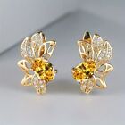 2.75Ct Oval Cut Simulated Yellow Citrine Hoop Earrings In 14k Yellow Gold Plated