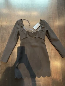 Saint Laurent Paris Scallop Trim Fitted Mini Dress, Size 34 - Picture 1 of 6