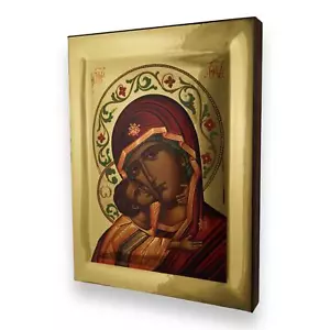 Icona Theotokos di Vladimir - specchio d'oro - icona greco-ortodossa premium fatta a mano - Foto 1 di 9