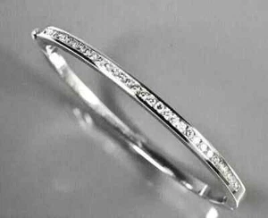 3Ct Round Cut Lab Created Diamond Women's Bangle Bracelet 14K White Gold Plated - Picture 1 of 12