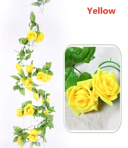 240cm Artificial 9 Rose Garland Silk Flower Vine Ivy Wedding Garden String Decor - Picture 1 of 15
