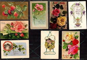 Victorian Scrap 1910-1914 1c stamps Best Wishes Happy Thoughts Kind 8 POSTCARDs - Picture 1 of 6