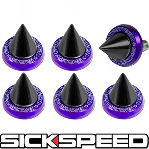 6PC PURPLE 5MM WINDSCREEN FENDER WASHER BOLT KIT BLACK SPIKES FOR MOTORCYCLE Z3 - Picture 1 of 1