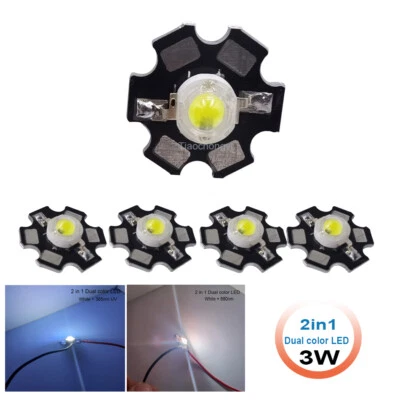 3W Dual Color LED weiß 6500K+ 365nm 680nm 740nm 940nm Leuchtdiode - Bild 1 von 4