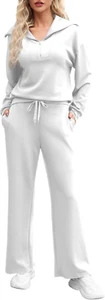 Lounge Sets for Women Oversized Half Zip Sweatshirt Wide Leg Sweatpants Set Swea - Picture 1 of 17