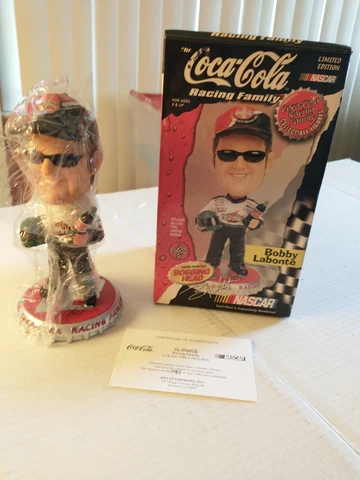 Vtg. 9 Inch Bobby Labonte COCA-COLA RACING FAMILY Bobblehead Limited Edition NIB Cover