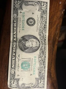 20 dollar bill 1985 series D26751636E - Picture 1 of 2