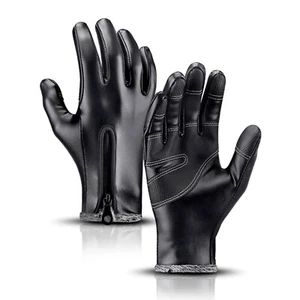Winter Warm Men's Leather Gloves Non-Slip Windproof Driving Touch Screen GloveTo - Picture 1 of 14