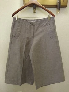 Isaac Mizrahi Talla 6 Culottes Marrón Blanco Bolsillos Mezcla de Lino Vestido de Trabajo Evento - Imagen 1 de 5