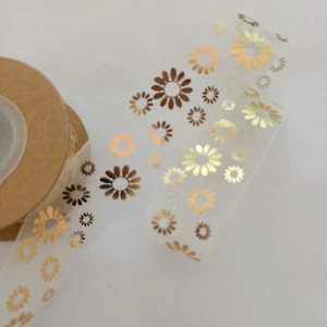 Lovely Golden Organza Flower Ribbon 25mm 2M Decor AUS Free Post 08A - Picture 1 of 3