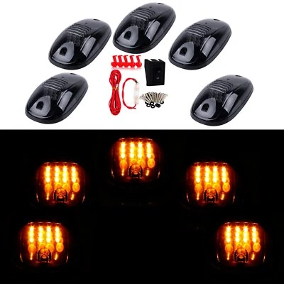 5) Roof lights cab marker Smoke Yellow+Wiring For 03 - 18 Dodge Ram 4500 3500 - Image 1 of 4