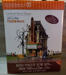 Dept 56 Villaggio Halloween LaGhosti Cinema Set Regalo 5pz Funzionante Ritirato - Foto 1 di 7