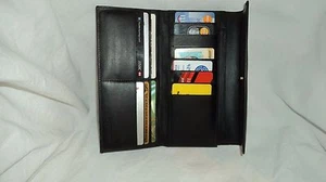 Cartera sin asas ILI 1180 de cuero negro para mujer con chequera - Imagen 1 de 6