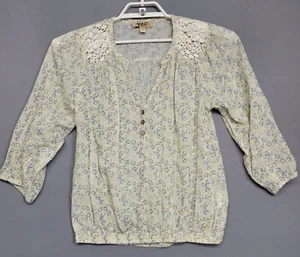 Vac Nine West Vintage America Collection Boho Top Womens S Floral V-Neck Button - Picture 1 of 15