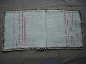 Schöner Vintage Leinen Tischläufer 43 cm/22 cm (17''/8,5'') P0679 - Bild 1 von 8