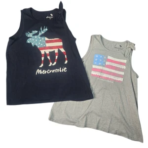 Abercrombie Kids Patriotic 13/14 Tank Tops Lot of 2 USA Split Back American Flag - Picture 1 of 16