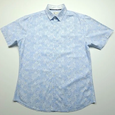 Smash Mens Medium Blue Striped Abstract Multi Colors Confetti Specks Art Camp M - Image 1 of 4