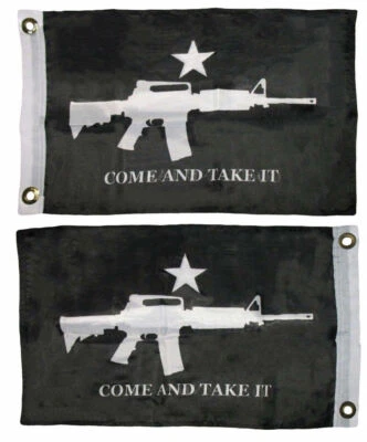 12x18 Come And Take It M4 Black DOUBLE SIDED 2-ply Flag 12x18 Inch Grommets - Image 1 of 3