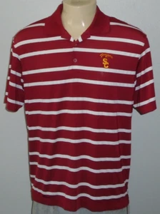 USC Trojans NCAA Team Nike Golf Fit Dry Striped Golf Polo Shirt Men Large - Picture 1 of 6