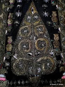 Gold Thread Embroidery Temple Hanging Portiere Sumptuous Textile Design Antique - Picture 1 of 24
