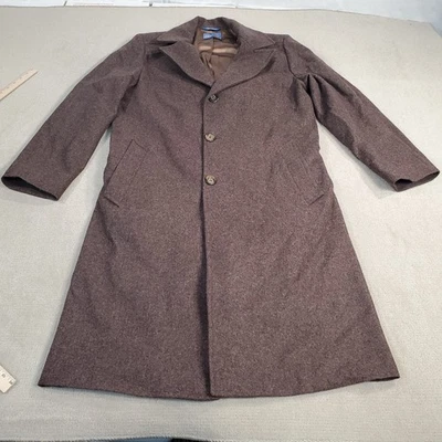 VINTAGE Pendleton Virgin Wool Coat Mens 40 Brown Trench Long Jacket Made In USA* - Image 1 of 4