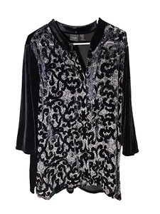 Chico's Travelers Collectiom Women's Top 3XL Velvet Burnout Grunge Whimsgoth - Picture 1 of 7
