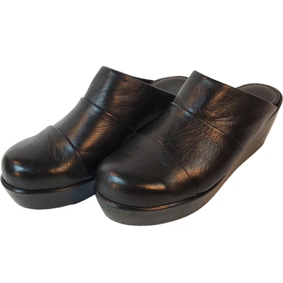 Zuecos mula negros para mujer. Slip-on. Tacón de cuña. Talla EU 40 US 9 Foto 1 de 4