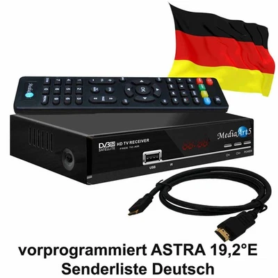 Sat Receiver MEDIAART-5 vorbereit Deutsche Senderliste FULL HD Digital HDMI USB - Bild 1 von 4