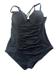 Traje de baño de una pieza Torrid Slim Fix con aros espalda con tiras negro 3X D/DD - Imagen 1 de 8