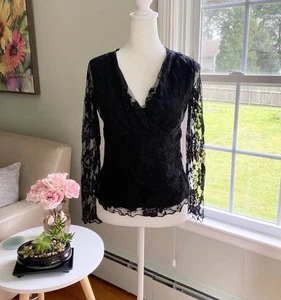 Vintage Y2K Lace Goth Long Sleeve Shirt Dark Fairy Whimsigoth Witchy Core Size S - Picture 1 of 10