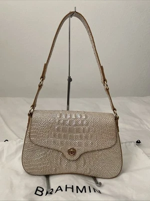 Brahmin Melbourne Nerida Tiramisu Iridescent Croc Leather Shoulder Bag New - Image 1 of 4