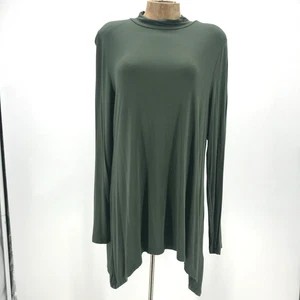 Top donna LOGO strati Lori Goldstein grande verde scuro finto collo manica lunga - Foto 1 di 8