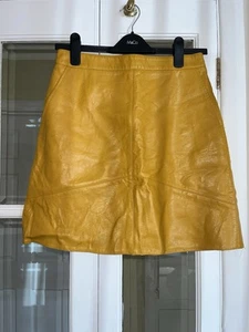 Bright Mustard Yellow Faux Leather Mini Skirt. Zara Size 8. 1960s Style - Picture 1 of 4