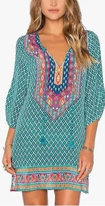 NWT Urban Coco Bohemian Neck Tassel Tie Multicolor Geometric Shift Dress 2XL - Picture 1 of 14