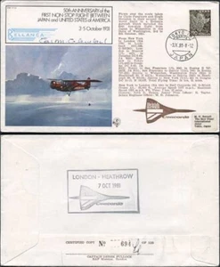 FF34c 1er vuelo sin escalas entre Japón y Estados Unidos firmado por Carl M Cleveland (B) - Imagen 1 de 1