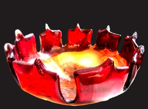 Schale Murano Glas "Inferno" Flammenform sinnlich rot 21 cm selten Designerstück - Bild 1 von 6