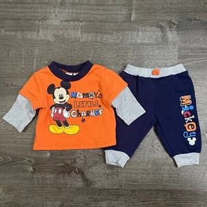 Disney Baby Set 2 pezzi fondo top ragazzo manica lunga arancione blu taglia 0-3 MB - Foto 1 di 5