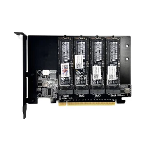 ADT-Link PCIe 5.0 x16 to 4-Port M.2 NVMe Hard Drive Split Adapter Expansion Card - Picture 1 of 16