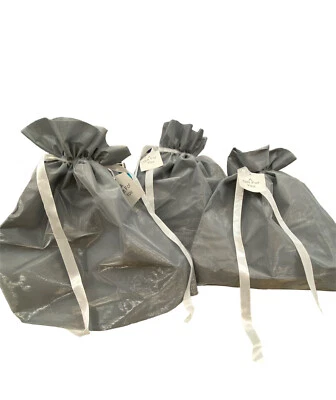 3 Extra Large Premium Organza Fabric Drawstring Gift Bag Gray 22x25x8" Lined - Image 1 of 4