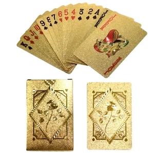 MAZO DE CARTAS ORO 24K QUILATES JUEGO PÓKER IMPERMEABLE DURADERO PLÁSTICO RECUBIERTO ROSA - Imagen 1 de 11