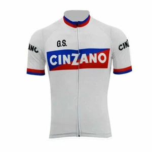 Mens CINZANO Retro Cycling Jersey cycling Short Sleeve jersey Tops Cycling Shirt - Picture 1 of 10